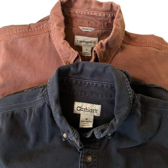 Carhartt Mens Lot of 2 Shirts Original Fit Button-Up Long Sleeve Size M Navy Red - Picture 12 of 16